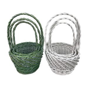 Set 3 coșuri colorate rachită 60×45 cm