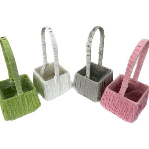 Coș plastic colorat pătrat cu mâner