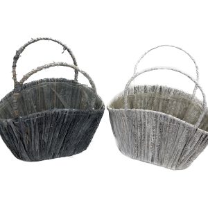 Ghiveci natural din crustă oval cu măner