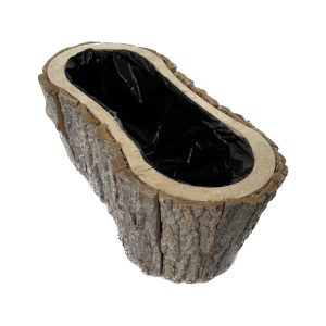 Ghiveci natural din lemn oval 40 x 20 cm