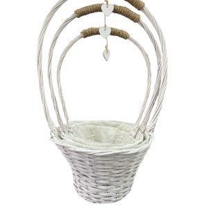 Set 3 coșuri rotunde cu inimioară